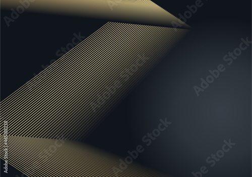 Abstract luxurious black background with golden line. Elegant modern background with copy space. You can use for cover brochure template, poster, banner web, print ad, etc.