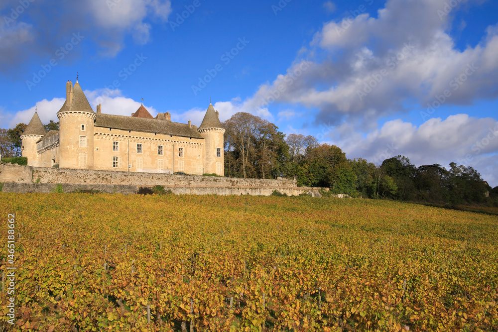 Rully castle in the vineyards, Burgundy, France Rully castle in the vineyards, Burgundy, France