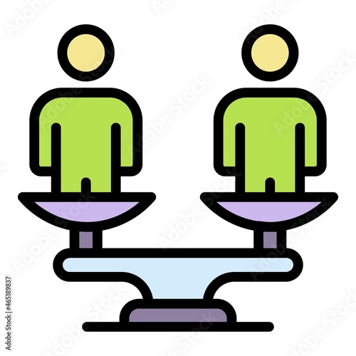 No racism balance icon. Outline no racism balance vector icon color flat isolated