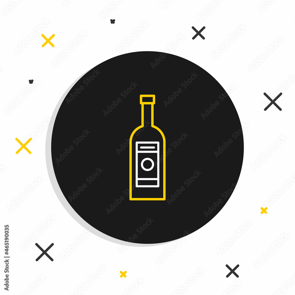 Line Glass bottle of vodka icon isolated on white background. Colorful outline concept. Vector Line Glass bottle of vodka icon isolated on white background. Colorful outline concept. Vector