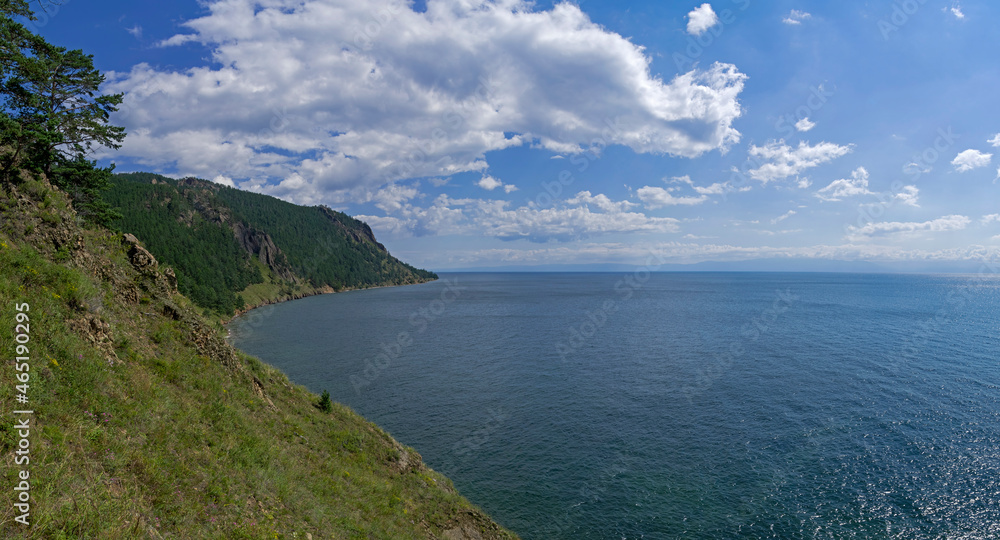 High steep capes on the shore of Lake Baikal.