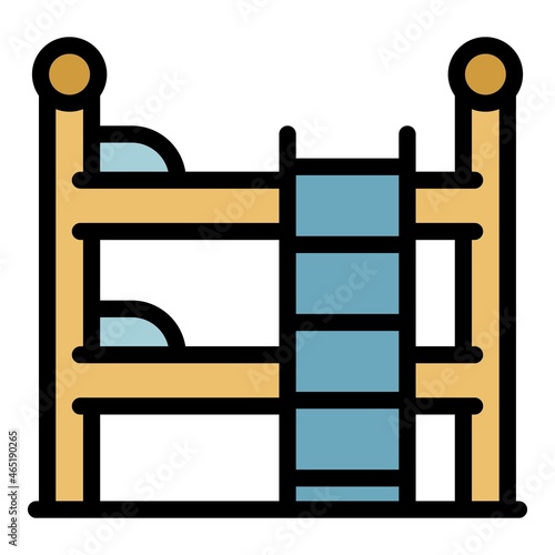 Room bunk bed icon. Outline room bunk bed vector icon color flat isolated