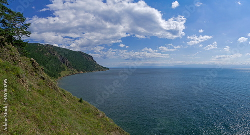 High steep capes on the shore of Lake Baikal.