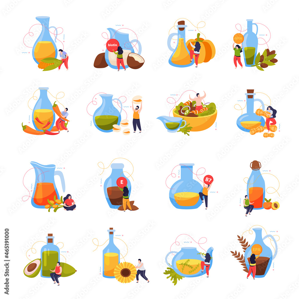 Fototapeta premium Food Oils Icons Collection