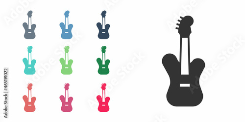 Black Electric bass guitar icon isolated on white background. Set icons colorful. Vector