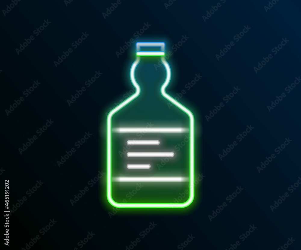 Glowing neon line Tequila bottle icon isolated on black background. Mexican alcohol drink. Colorful outline concept. Vector Glowing neon line Tequila bottle icon isolated on black background. Mexican alcohol drink. Colorful outline concept. Vector