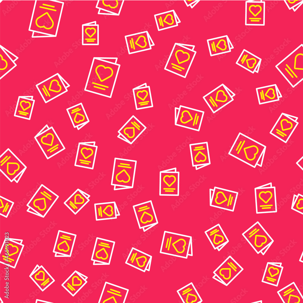 Line Greeting card icon isolated seamless pattern on red background. Celebration poster template for invitation or greeting card. Vector Line Greeting card icon isolated seamless pattern on red background. Celebration poster template for invitation or greeting card. Vector