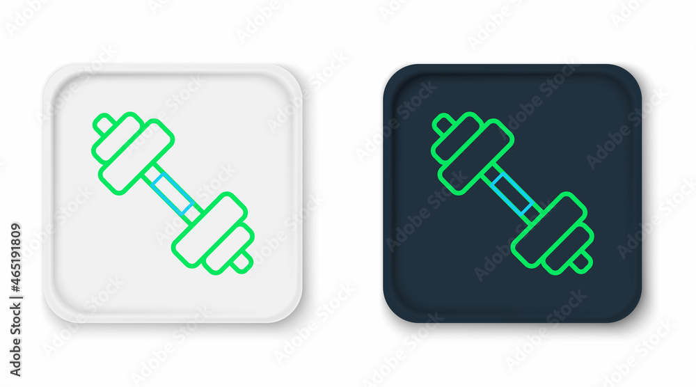 Line Dumbbell icon isolated on white background. Muscle lifting icon, fitness barbell, gym, sports equipment, exercise bumbbell. Colorful outline concept. Vector Line Dumbbell icon isolated on white background. Muscle lifting icon, fitness barbell, gym, sports equipment, exercise bumbbell. Colorful outline concept. Vector