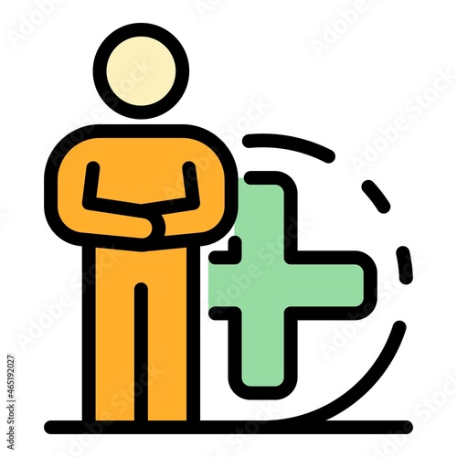 Human medical care icon. Outline human medical care vector icon color flat isolated