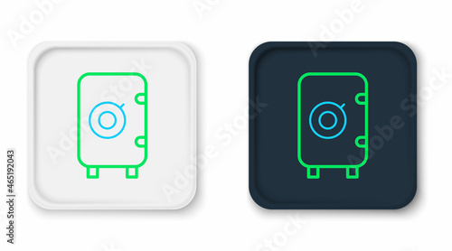 Line Safe icon isolated on white background. The door safe a bank vault with a combination lock. Reliable Data Protection. Colorful outline concept. Vector