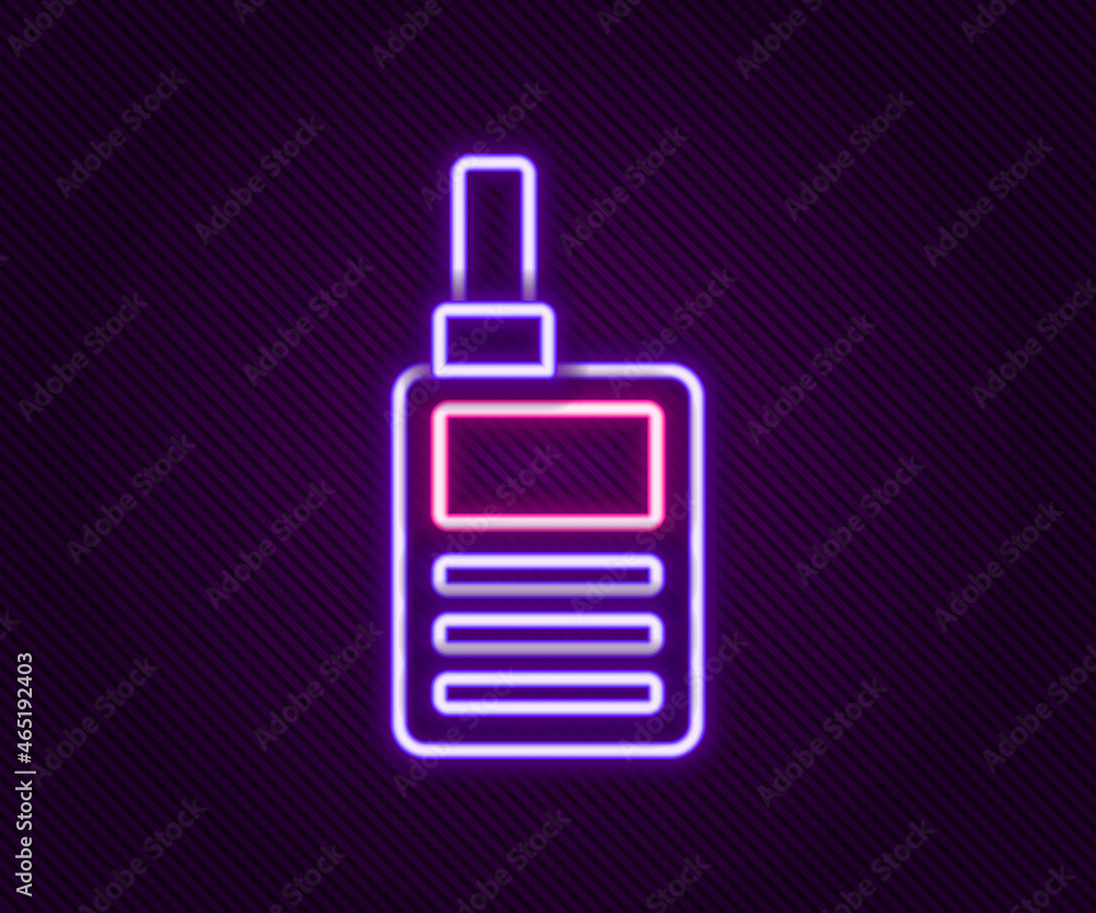 Glowing neon line Baby Monitor Walkie Talkie icon isolated on black background. Colorful outline concept. Vector Glowing neon line Baby Monitor Walkie Talkie icon isolated on black background. Colorful outline concept. Vector