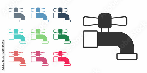 Black Water tap icon isolated on white background. Set icons colorful. Vector