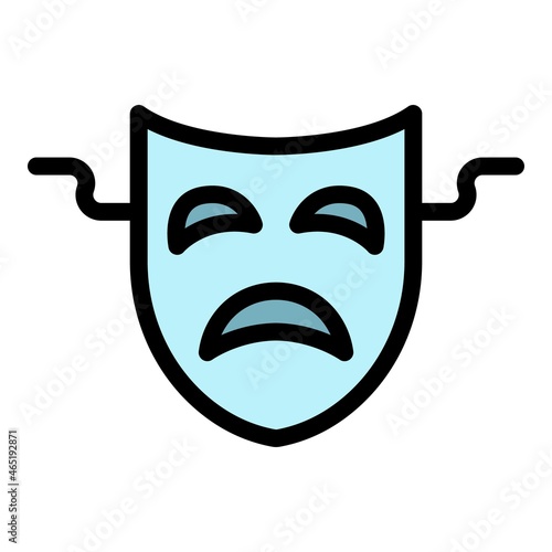 Sad theatre mask icon. Outline sad theatre mask vector icon color flat isolated