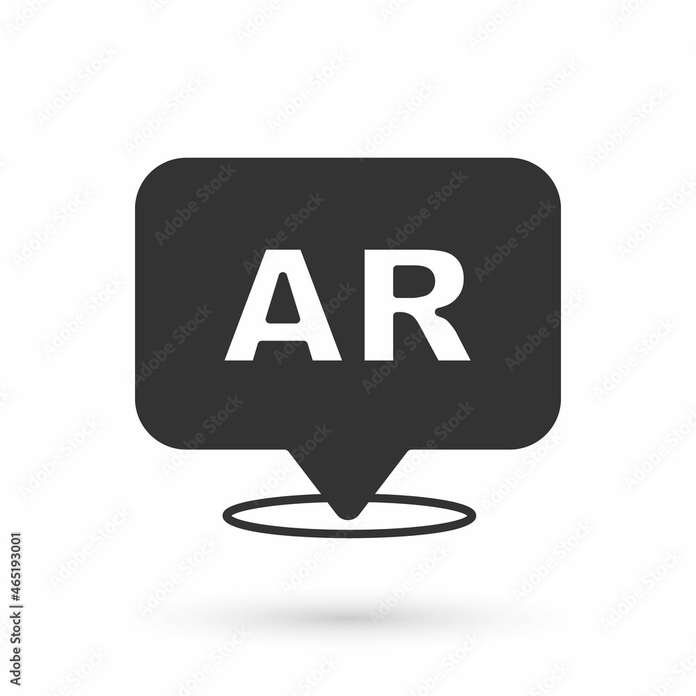 Grey Augmented reality AR icon isolated on white background. Virtual futuristic wearable devices. Vector Grey Augmented reality AR icon isolated on white background. Virtual futuristic wearable devices. Vector
