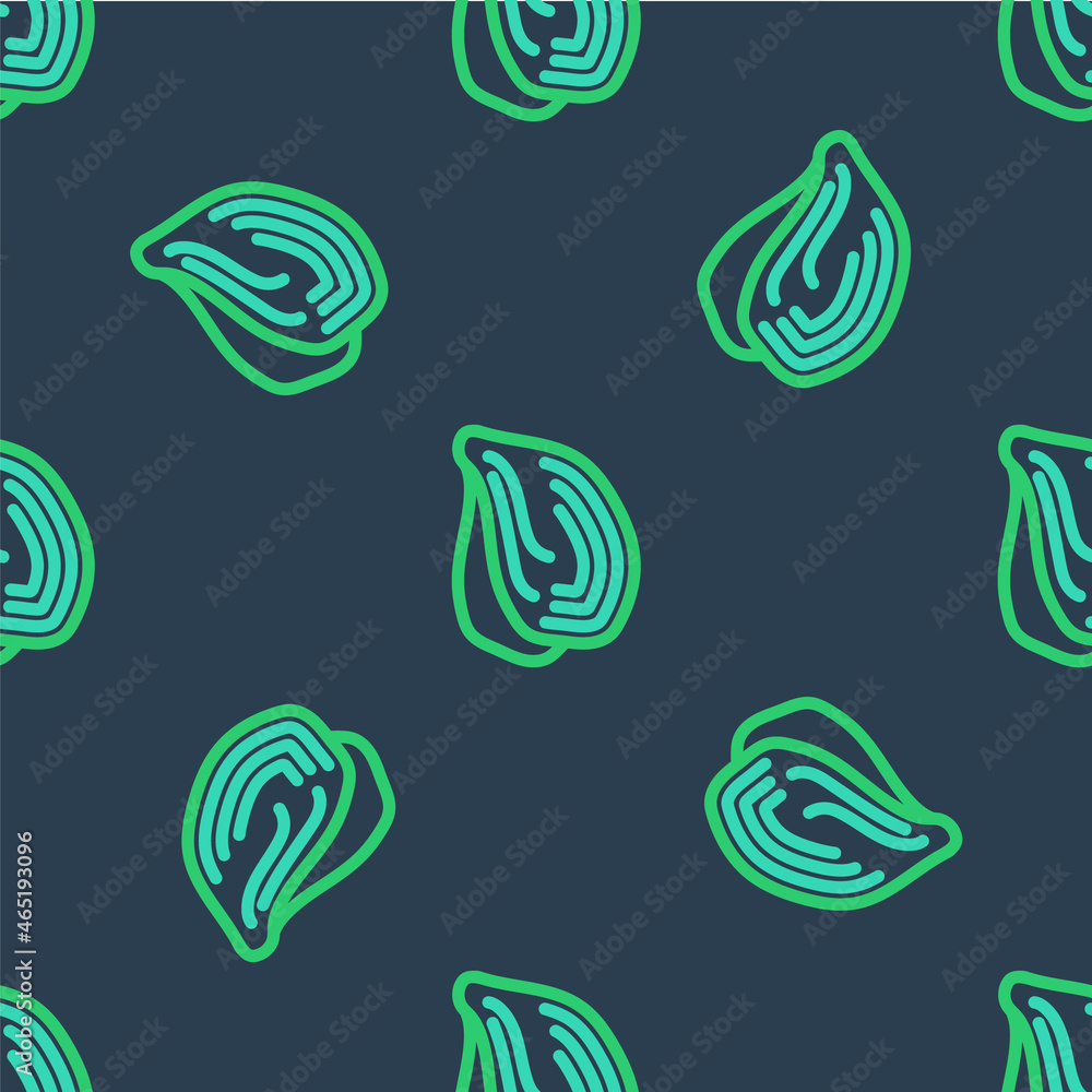 Line Mussel icon isolated seamless pattern on blue background. Fresh delicious seafood. Vector Line Mussel icon isolated seamless pattern on blue background. Fresh delicious seafood. Vector