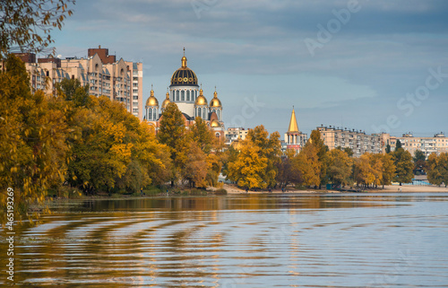 Autumn landscape in Kyiv on Obolon