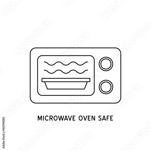 Wave Cooking logo. Microwave oven safe vector outline icon. photo