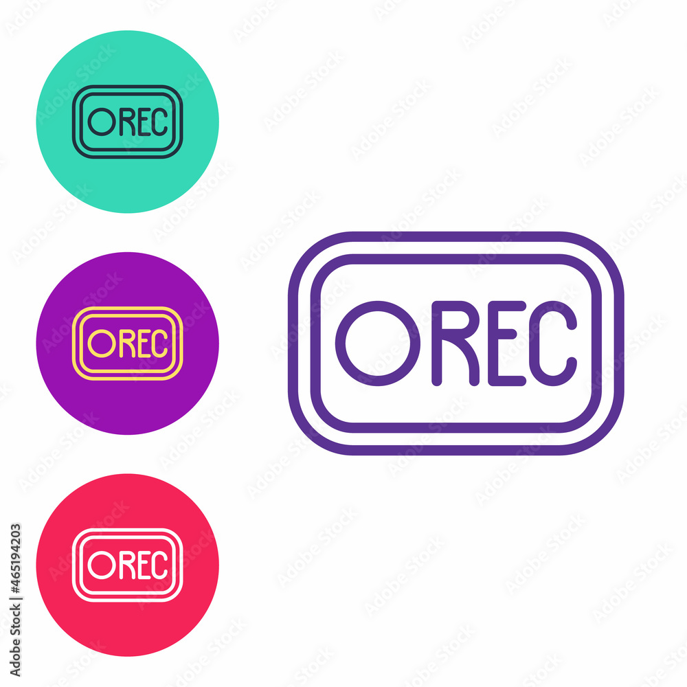 Set line Record button icon isolated on white background. Rec button. Set icons colorful. Vector Set line Record button icon isolated on white background. Rec button. Set icons colorful. Vector
