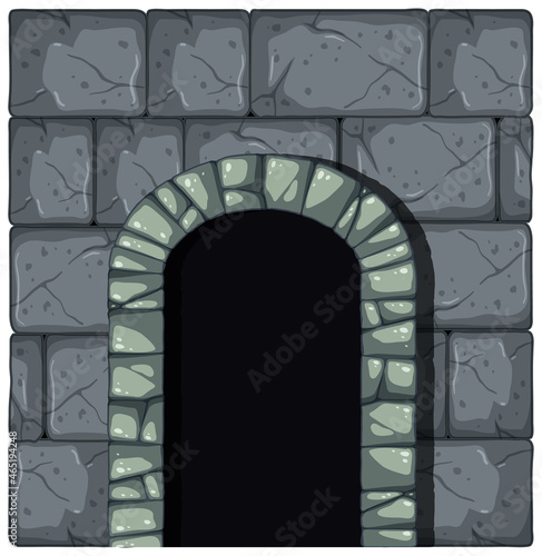 Stone arch in cartoon style on white background