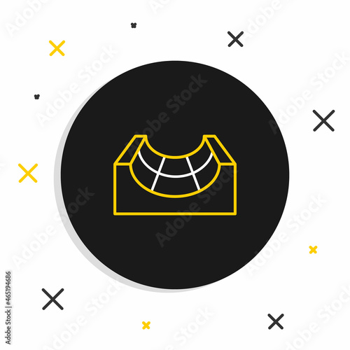 Line Skate park icon isolated on white background. Set of ramp, roller, stairs for a skatepark. Extreme sport. Colorful outline concept. Vector