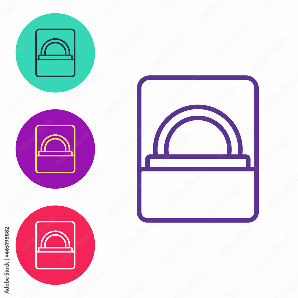 Set line Diamond engagement ring in a box icon isolated on white background. Set icons colorful. Vector Set line Diamond engagement ring in a box icon isolated on white background. Set icons colorful. Vector