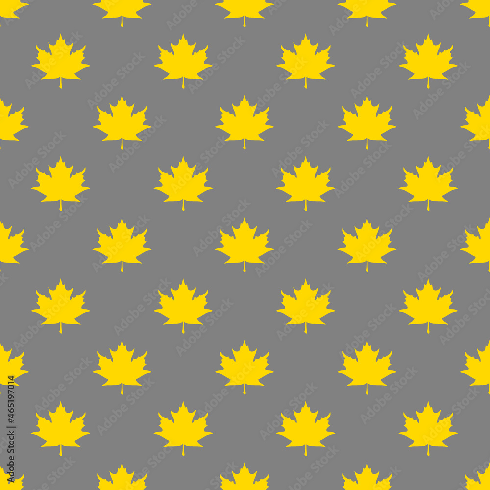seamless pattern of yellow maple leaves on a gray background. template for application to the surface