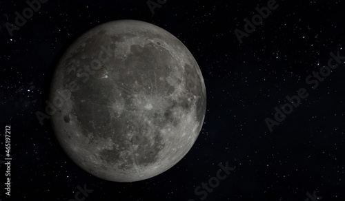 Moon surface. 3d render of moon and space. Elements of this image furnished by NASA.