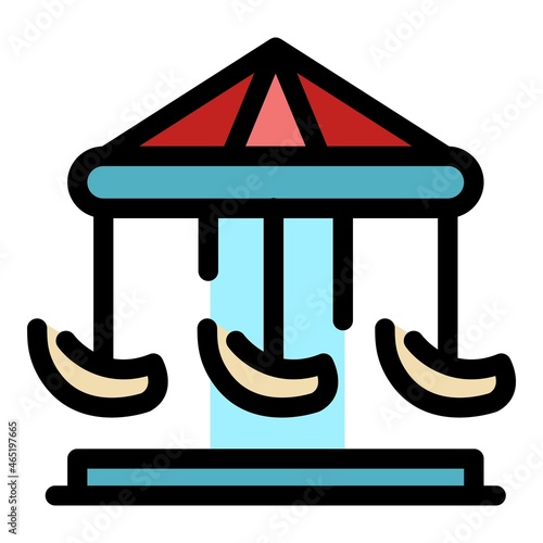 Carousel amusement icon. Outline carousel amusement vector icon color flat isolated