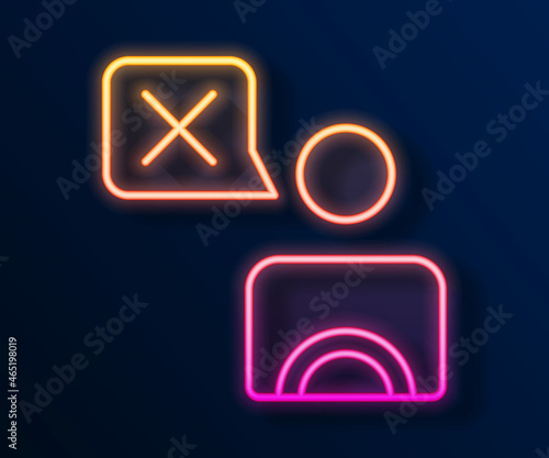 Glowing neon line Taxi driver icon isolated on black background. Vector