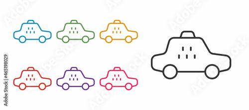 Set line Taxi car icon isolated on white background. Set icons colorful. Vector