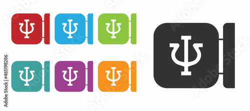 Black Psychology icon isolated on white background. Psi symbol. Mental health concept, psychoanalysis analysis and psychotherapy. Set icons colorful. Vector