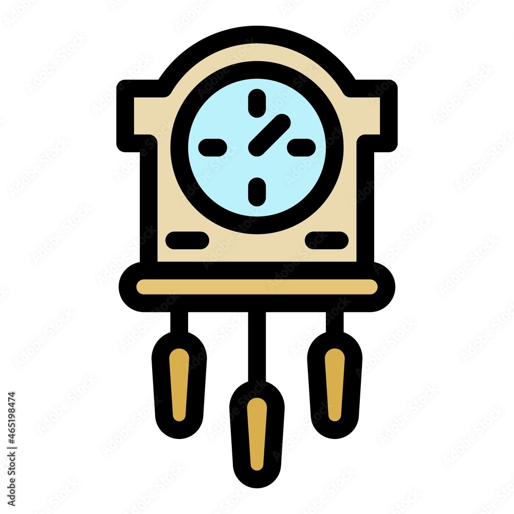 Kinetic pendulum clock icon. Outline kinetic pendulum clock vector icon color flat isolated Kinetic pendulum clock icon. Outline kinetic pendulum clock vector icon color flat isolated