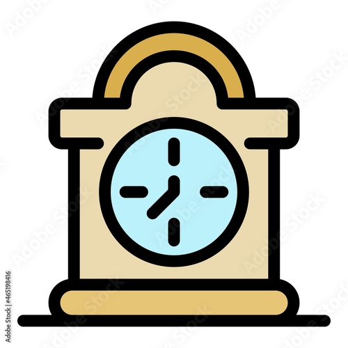 Desktop pendulum clock icon. Outline desktop pendulum clock vector icon color flat isolated