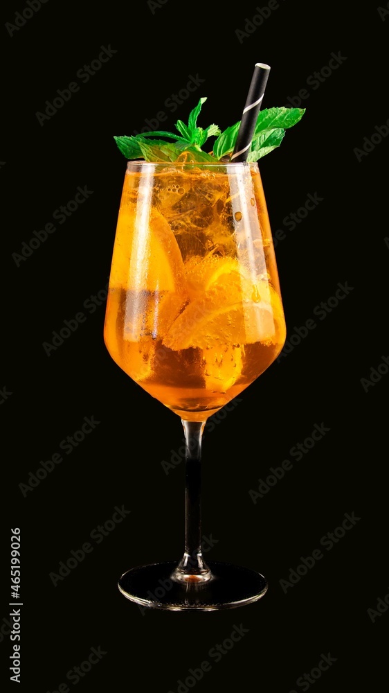 A glass of aperol.