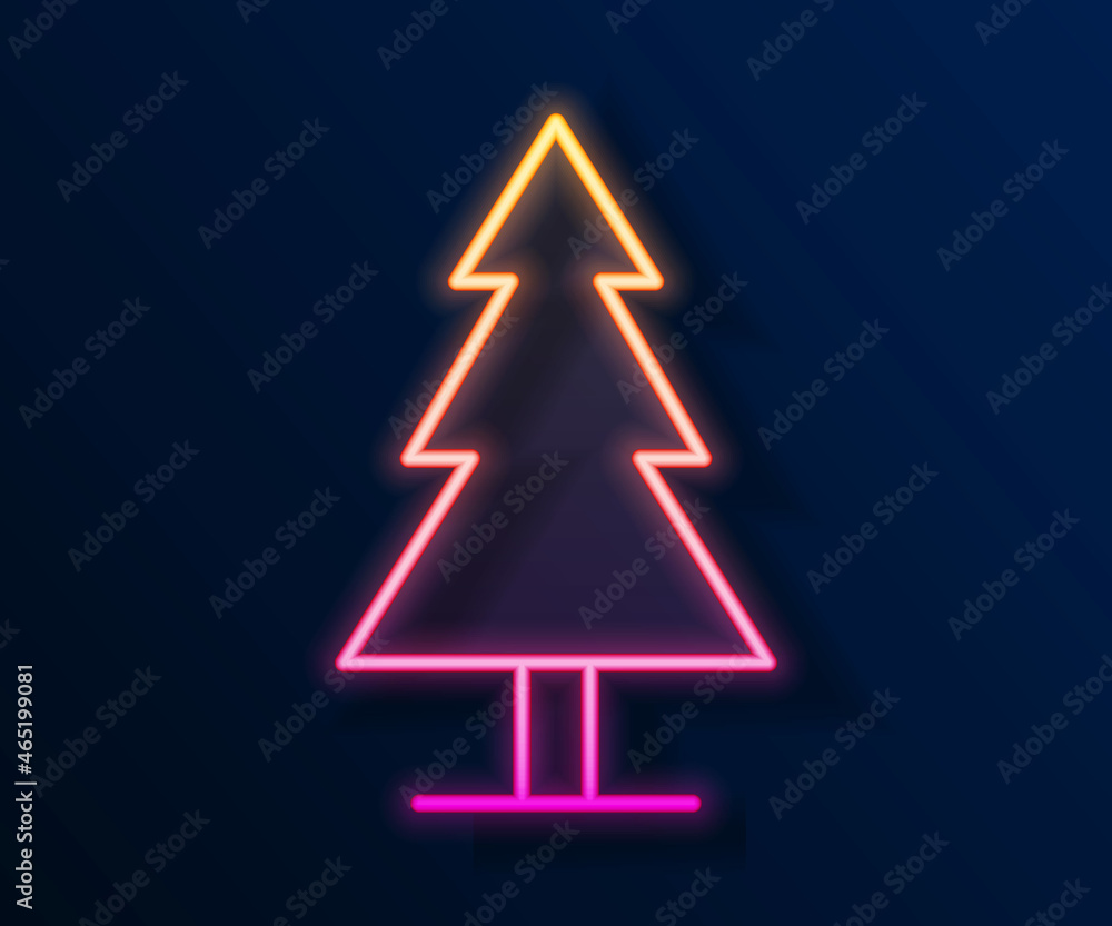 Glowing neon line Tree icon isolated on black background. Forest symbol. Vector Glowing neon line Tree icon isolated on black background. Forest symbol. Vector
