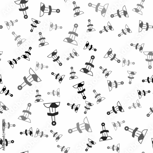 Black Sword in the stone icon isolated seamless pattern on white background. Excalibur the sword in the stone from the Arthurian legends. Vector