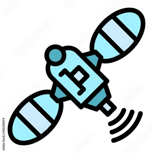 Satellite technology icon. Outline satellite technology vector icon color flat isolated