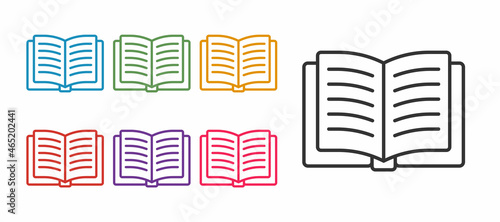 Set line Open book icon isolated on white background. Set icons colorful. Vector