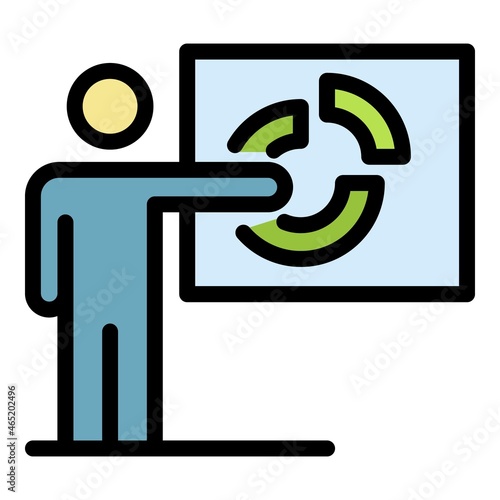 Pie chart business training icon. Outline pie chart business training vector icon color flat isolated