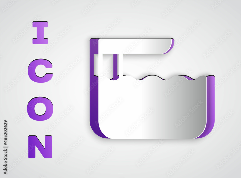 Paper cut Diving board or springboard icon isolated on grey background. Paper art style. Vector Paper cut Diving board or springboard icon isolated on grey background. Paper art style. Vector