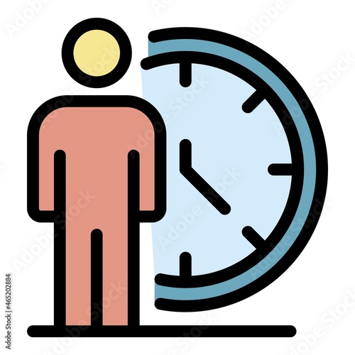 Business training time clock icon. Outline business training time clock vector icon color flat isolated