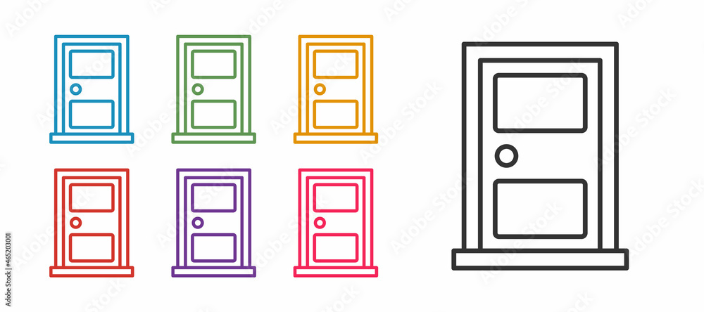 Set line Closed door icon isolated on white background. Set icons colorful. Vector Set line Closed door icon isolated on white background. Set icons colorful. Vector