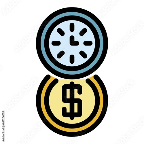 Time is money icon. Outline time is money vector icon color flat isolated