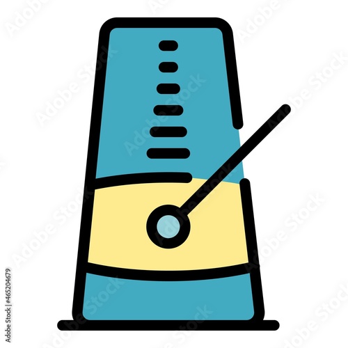 Metronome instrument icon. Outline metronome instrument vector icon color flat isolated