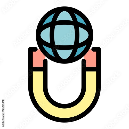 Earth gravity icon. Outline Earth gravity vector icon color flat isolated