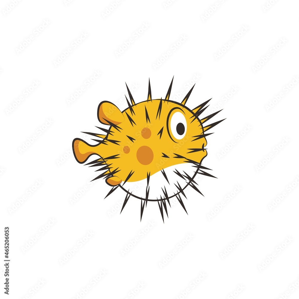 Cute fugu logo design template