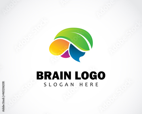 brain logo creative nature health mind creative color gradient education