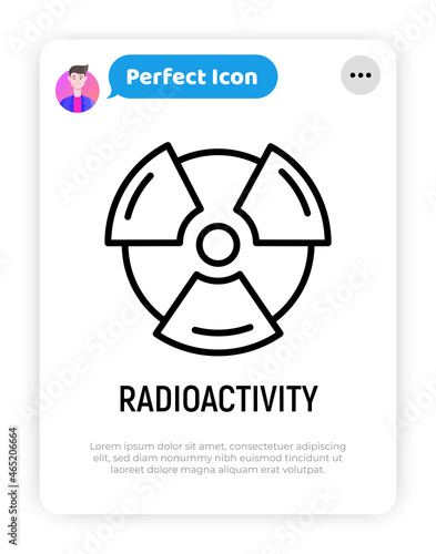 Symbol of radioactivity thin line icon. Modern vector illustration.