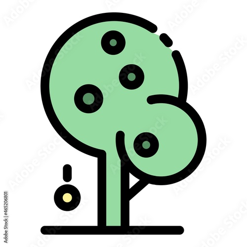 Gravity apple tree icon. Outline gravity apple tree vector icon color flat isolated