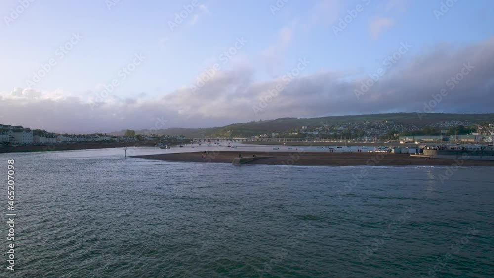 View over River Teign, Shaldon and Teignmouth from a drone, Devon, England, Europe View over River Teign, Shaldon and Teignmouth from a drone, Devon, England, Europe